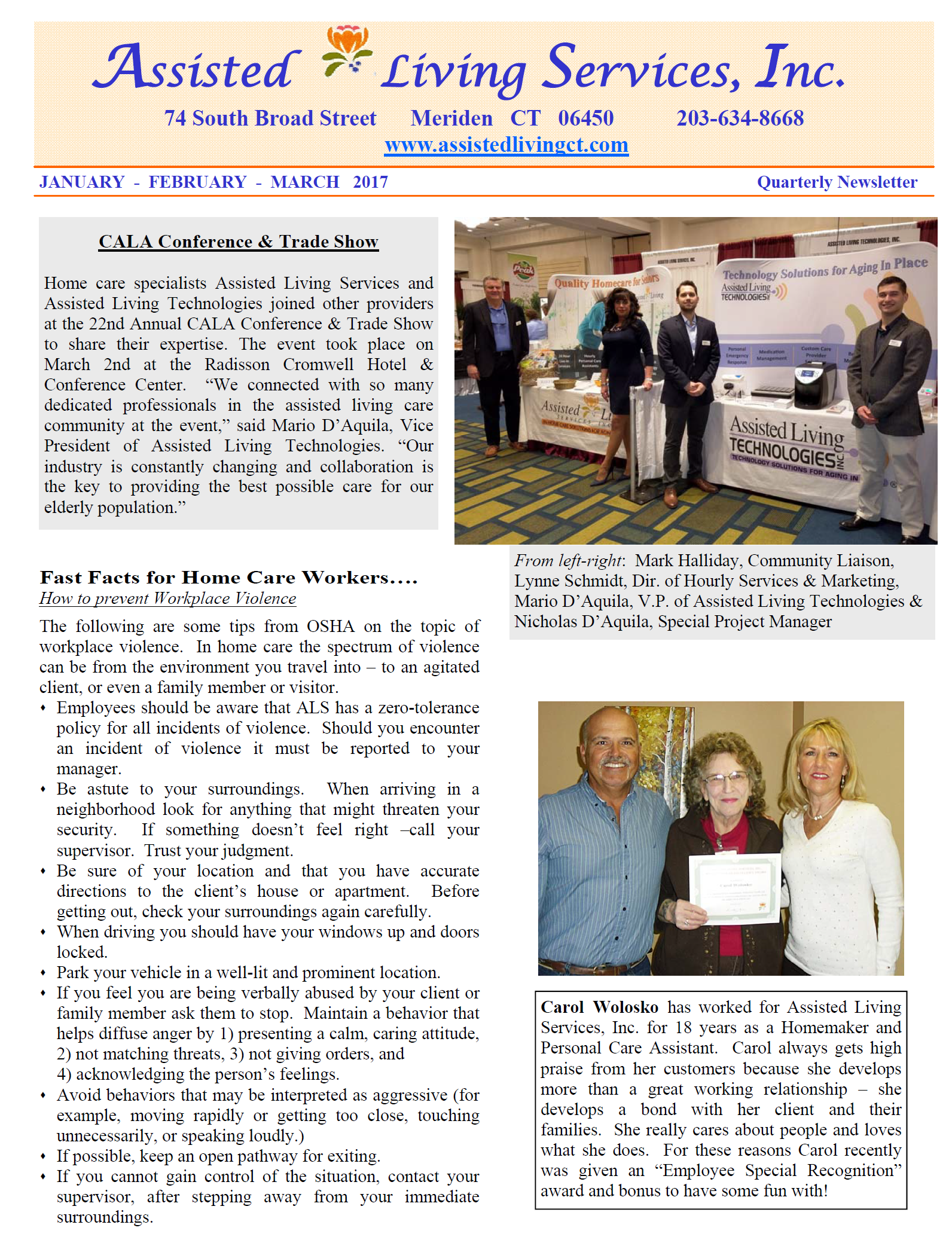 Assisted Living Services Quarterly Newsletter Assisted Living Assisted Living Services Quarterly Newsletter Assisted Living