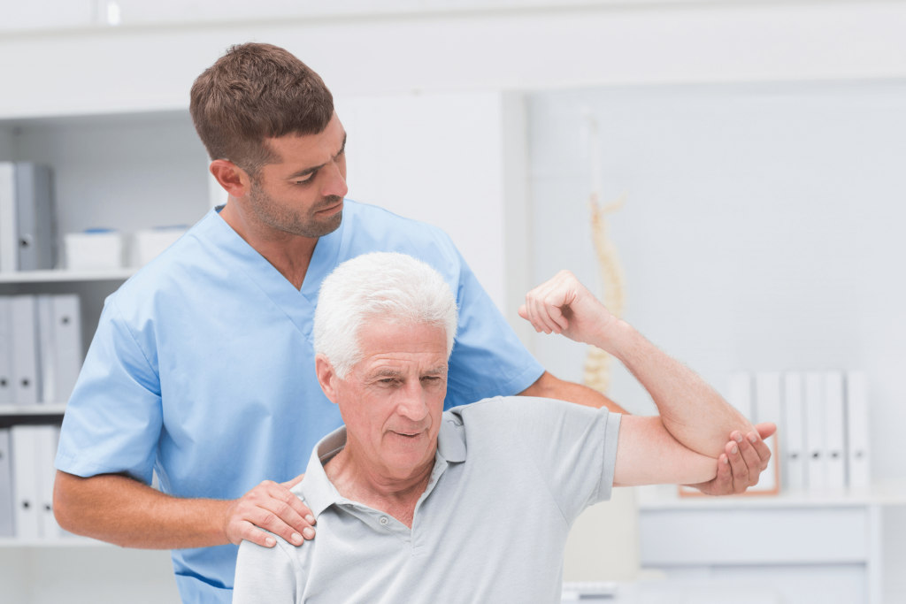 Eldery Shoulder Checkup With A Doctor